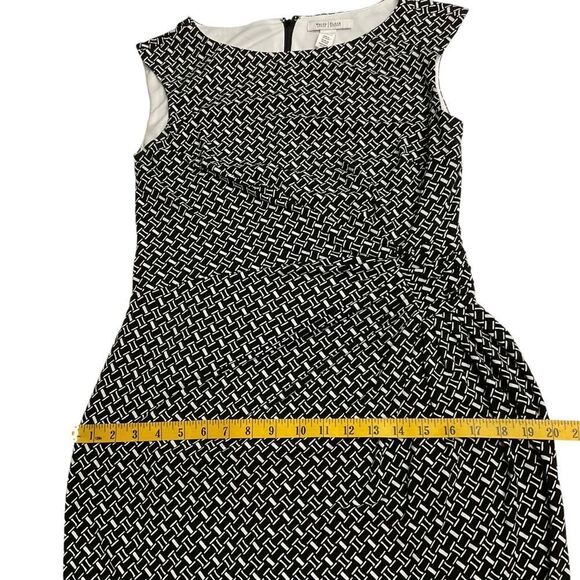 White House Black Market Women's Geometric Shirred Waist Sheath Dress Formal SzL - Picture 9 of 11